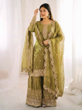 Teeya Creation Womens New Trendy Embroidery Coding And Sequence Work Light-Green Kurta Set
