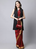 Even Apparels Black Polywool Open Front Women's Long Coat