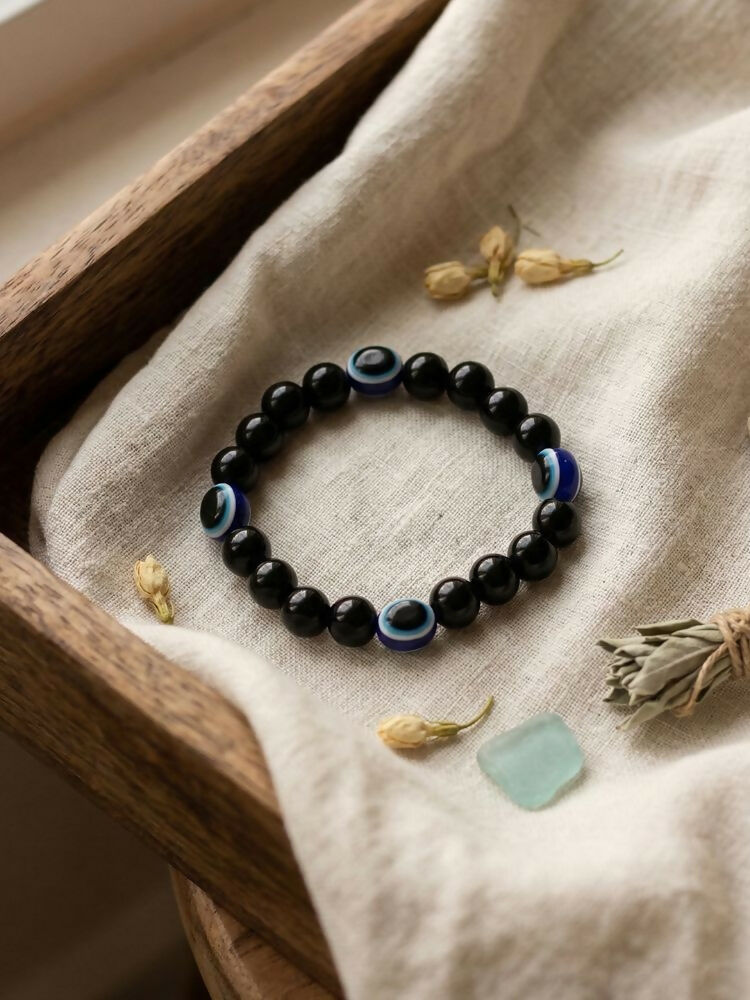 NVR Black Evil Eye Adjustable Bracelet for Men & Women