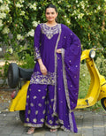 Joban Fashion Purple Georgette Embroidered Sharara Set