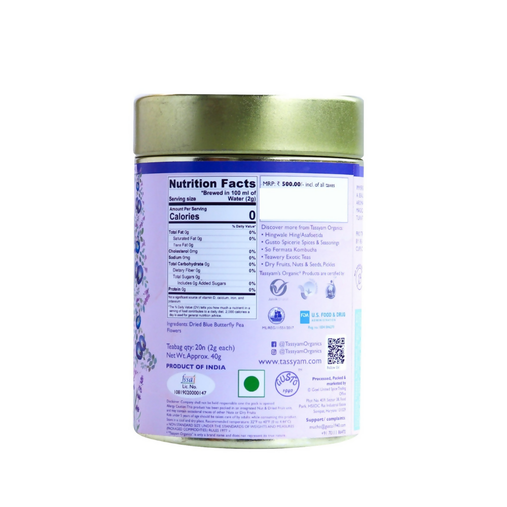 Tassyam Organics Lapis Lavender Biodegradable Tisane Teabags