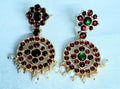 Elite Trading Chandelier Kempu Stone Earrings for Women & Girls Traditional South Indian Jewelry