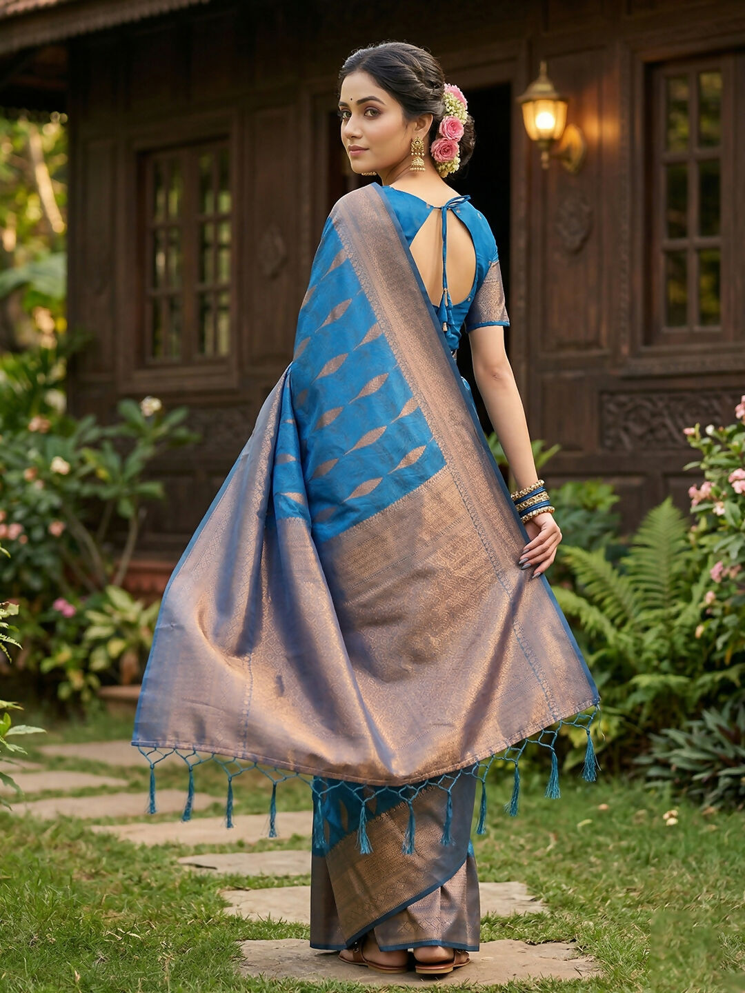 Shree Shyam Fashion Blue Silk Blend Saree