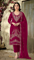 Anaita Red Velvet Suit With Embroidery Codding Work