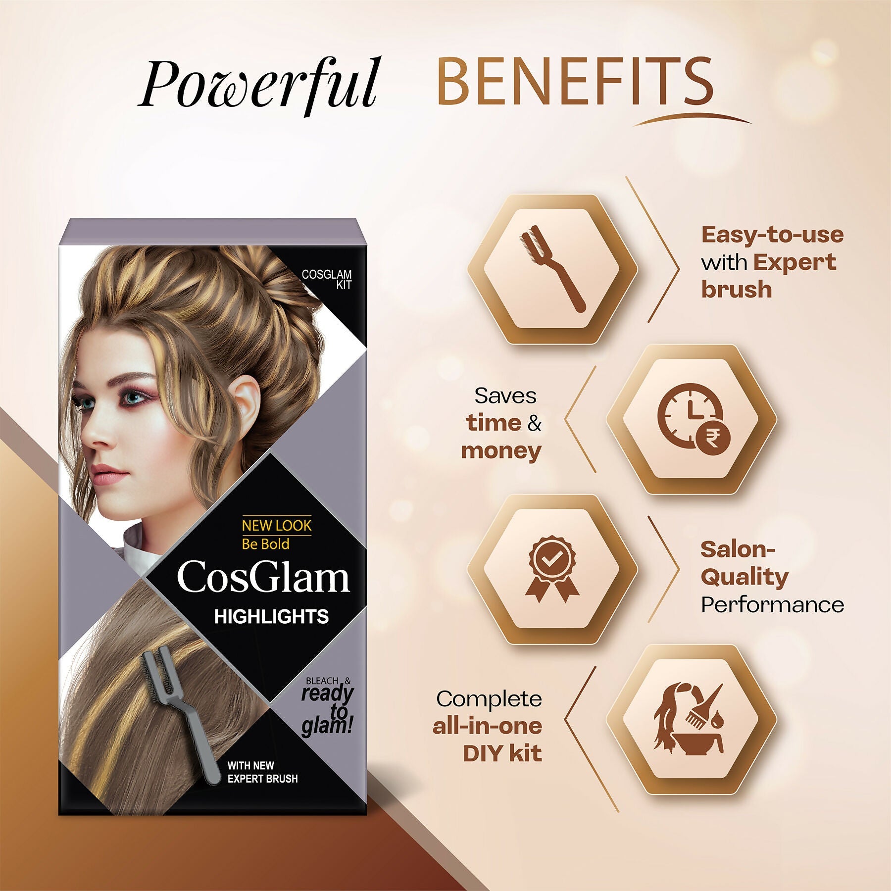 Cosglam Hair Highlights Colour for Men & Women - Hair Highlighter White