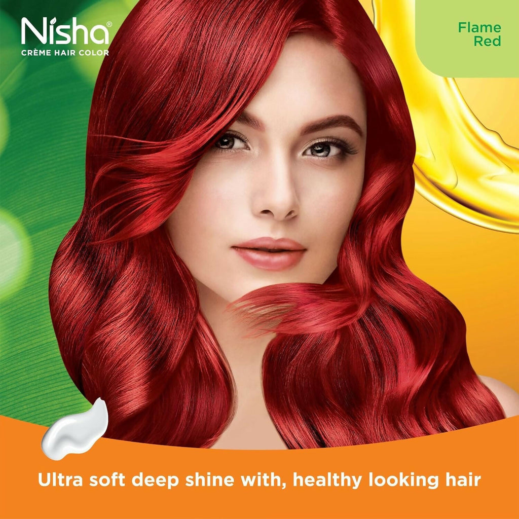 Nisha Creme Hair Color for Women & Men - Flame Red