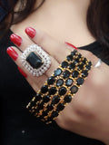 Gold-Polished Alloy American Diamond Bangles And Ring Set - The Pari