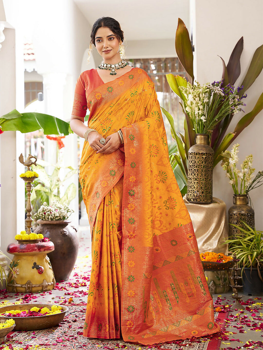 Shree Shyam Fashion Yellow Soft Silk Saree