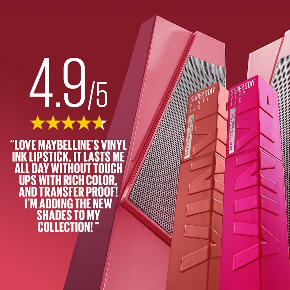 Maybelline New York Super Stay Vinyl Ink Liquid Lipstick, Instant Shine Lasts Up To 16H - Tempting