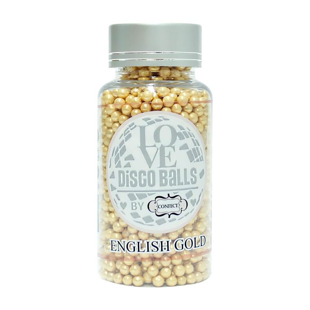 Confect English Gold Disco Balls Sprinkles 4 MM