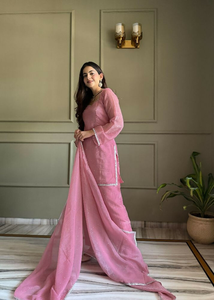 Teeya Creation Pink Color Crunchy Silk Party Wear Salwar Suit