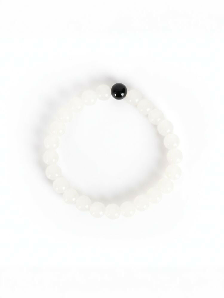 NVR Set of 3 Black & White crystal beaded Bracelet for Men & Women