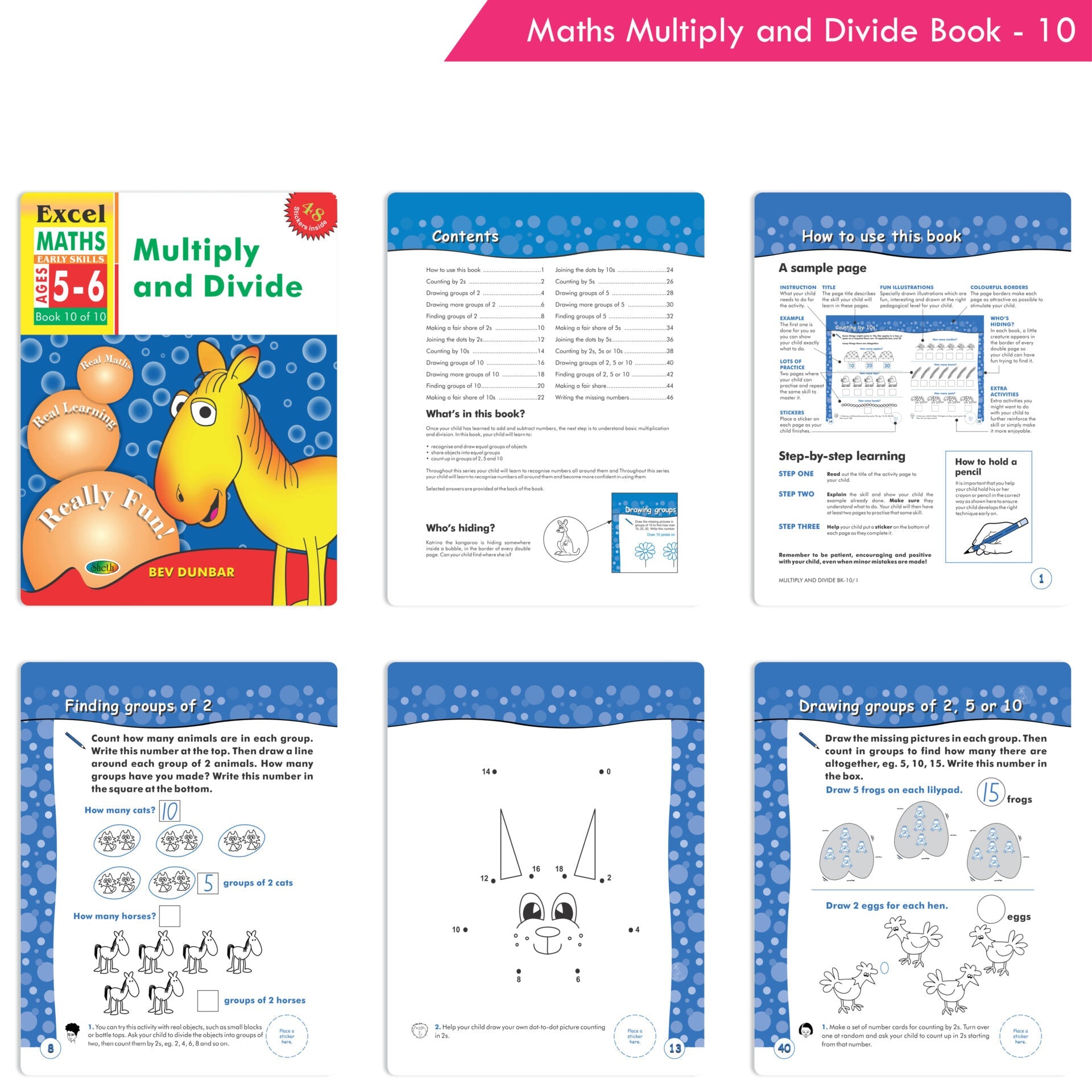 Excel Maths Early Skills Ages 5-6 Year Books for Senior KG| Set of 4| Numbers, Addition, Subtraction, Multiply, Divide