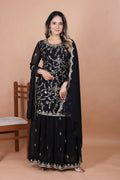Joban Fashion Black Georgette Embroidered Sharara Set