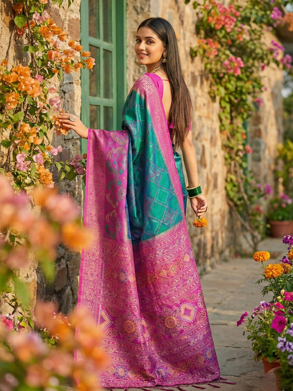 Shree Shyam Fashion Sky Blue Pochampally Silk Saree