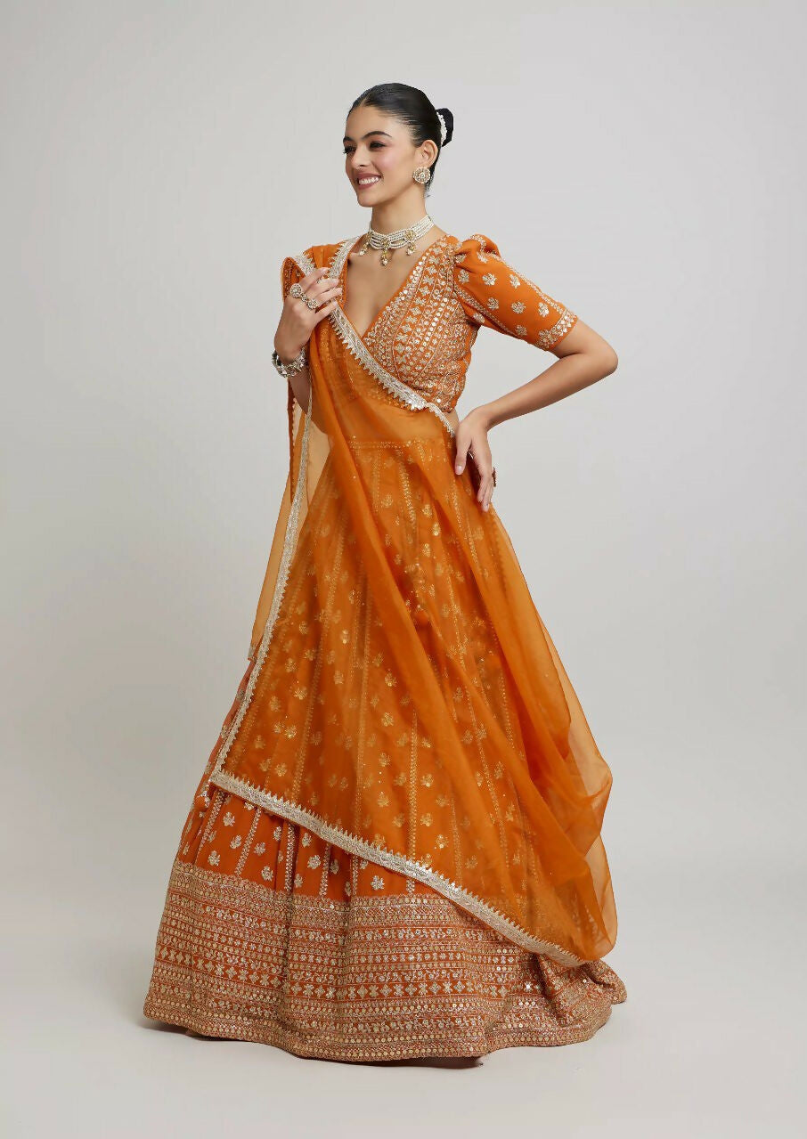 Lehenga Mart Designer Indian Wedding Lehenga Choli-Orange