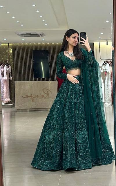 Lehenga Mart Gorgeous Lehenga Choli For Wedding-Green