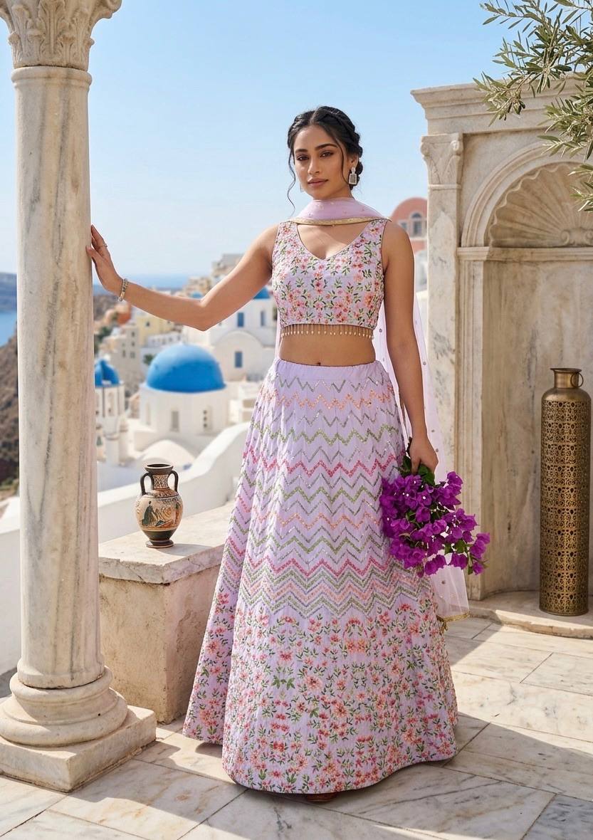 Lehenga Mart Gorgeous Lehenga Choli For Wedding-Lavender