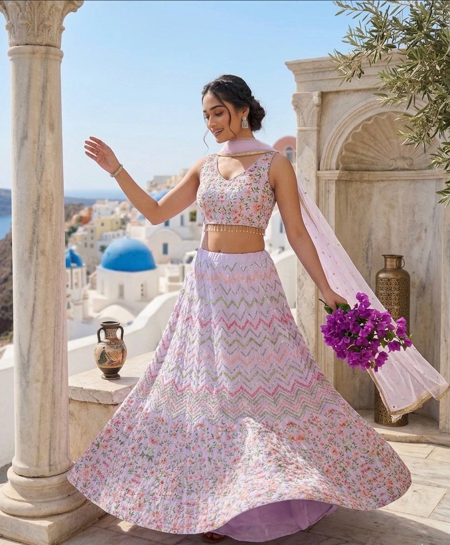 Lehenga Mart Gorgeous Lehenga Choli For Wedding-Lavender