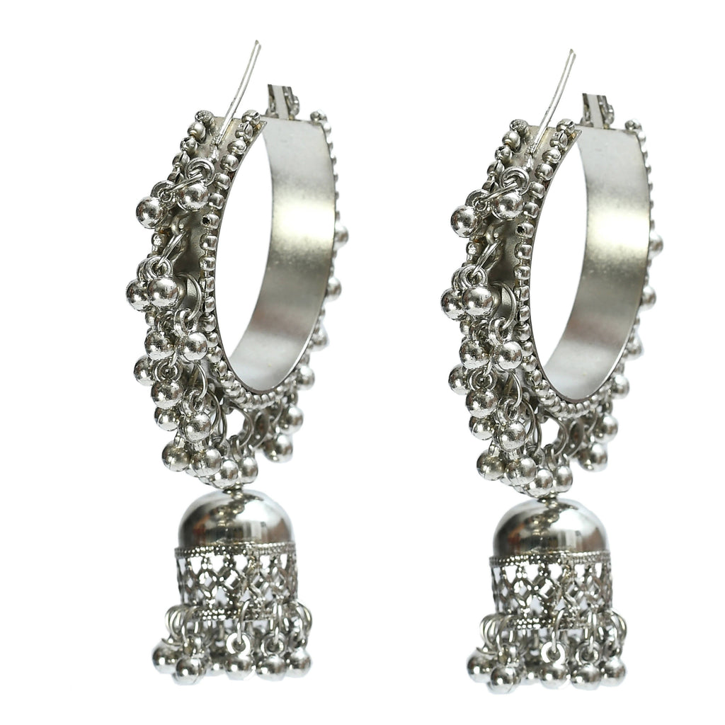 Mominos Fashion Johar Kamal Oxidised Silver-Plated Heart Design Necklace Choker Set For Women