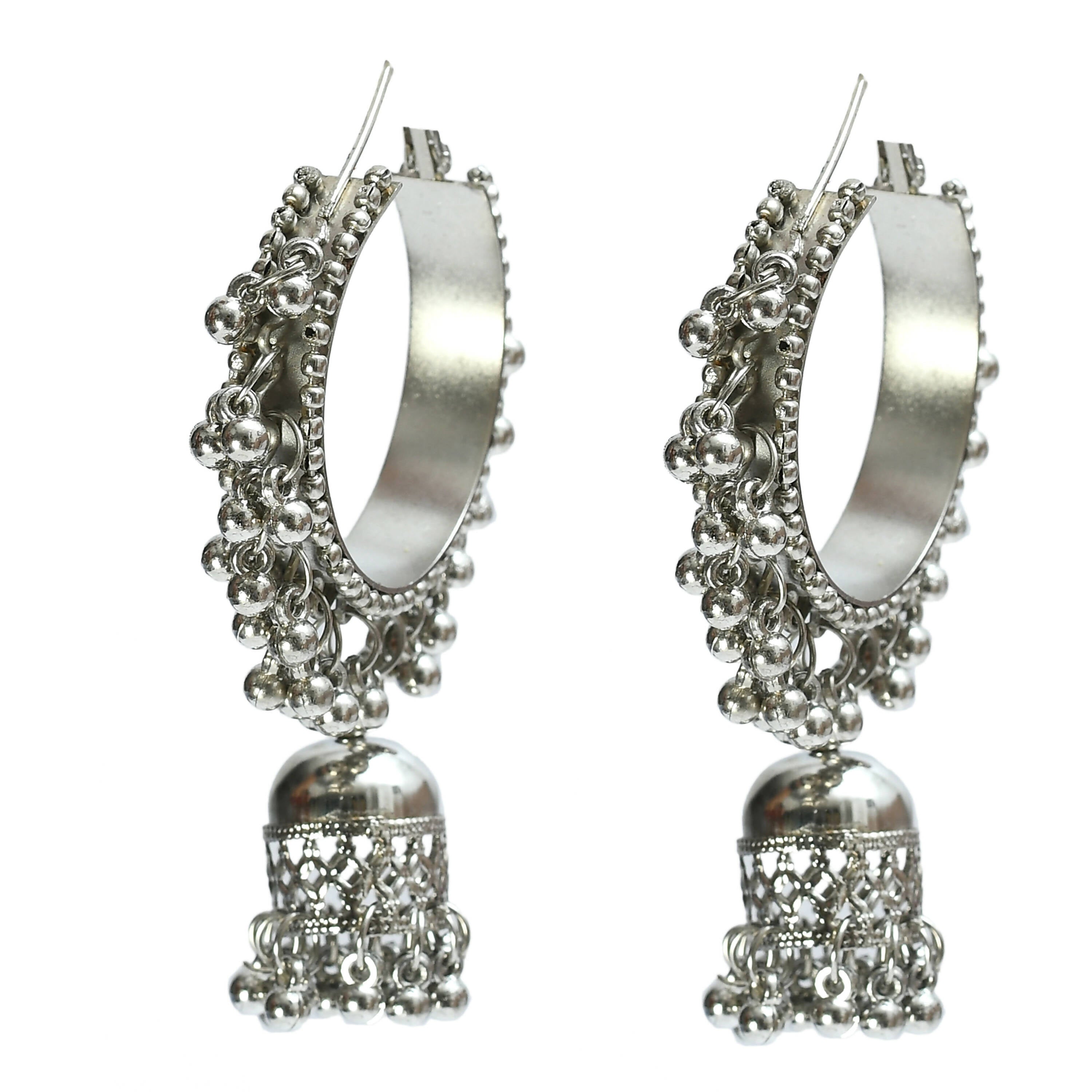 Mominos Fashion Johar Kamal Oxidised Silver-Plated Heart Design Necklace Choker Set For Women