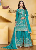 Prazu Fashion Firozi Crepe Silk Sequin Embroidered Sharara Suit