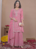 Prazu Fashion Light Pink Georgette Sequin Embroidered Sharara Suit
