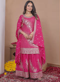 Prazu Fashion Pink Crepe Silk Sequin Embroidered Sharara Suit