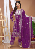 Prazu Fashion Violet Georgette Sequence Embroidered Salwar Suit