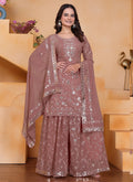 Prazu Fashion Onion Pink Georgette Sequin Embroidered Sharara Suit