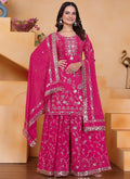 Prazu Fashion Pink Georgette Sequin Embroidered Sharara Suit