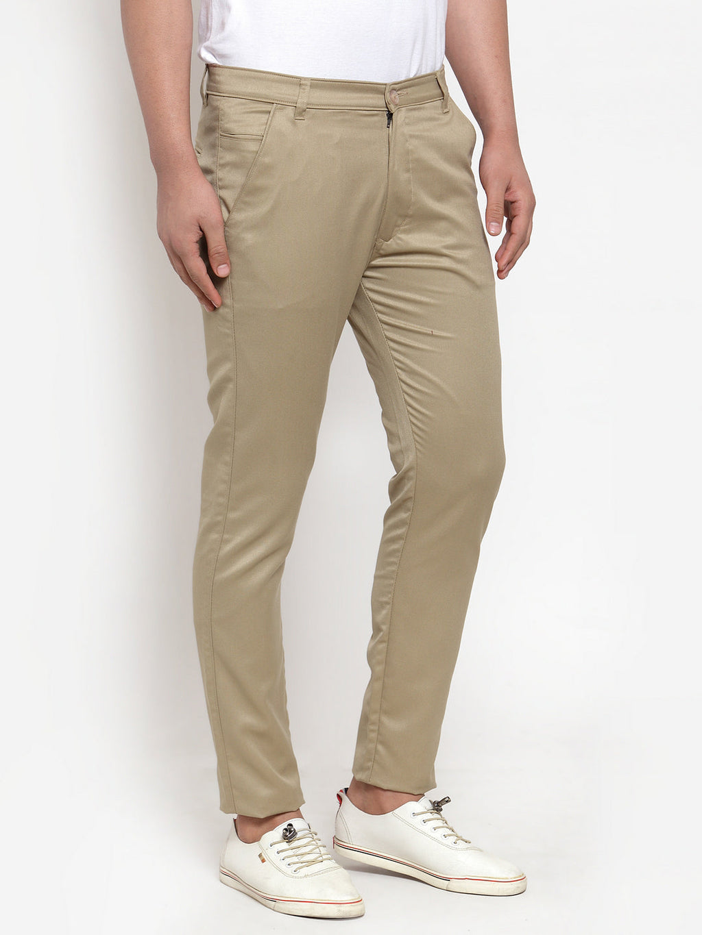 Jainish Men Beige Slim Fit Formal Trousers ( FGP 253Beigexxx )