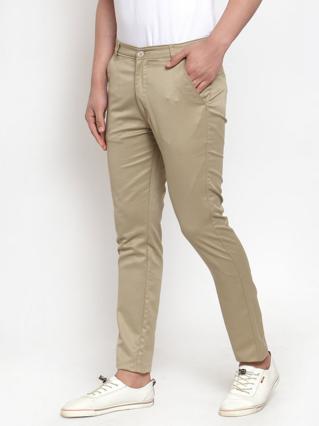 Jainish Men Beige Slim Fit Formal Trousers ( FGP 253Beigexxx )