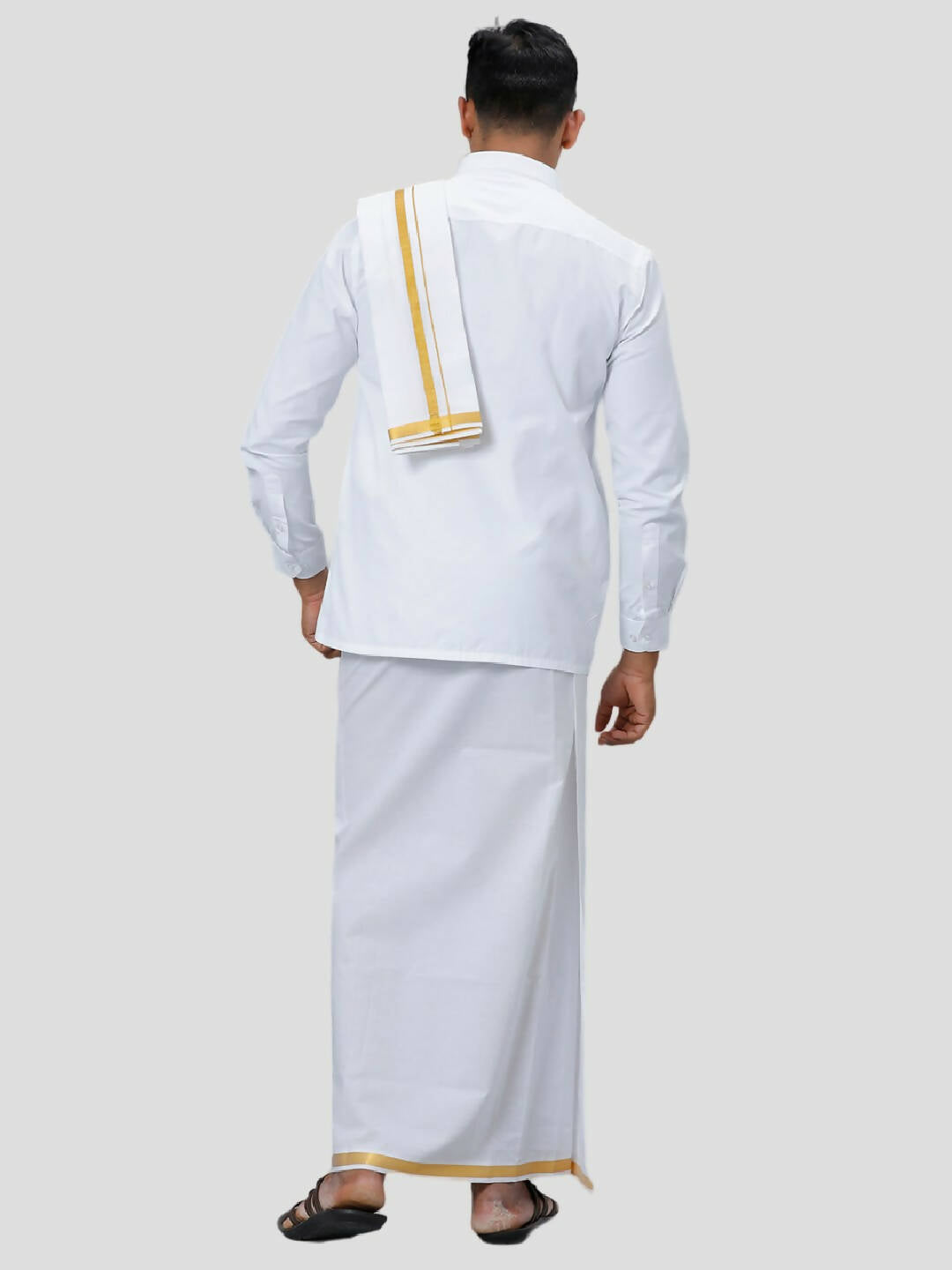 Ramraj Cotton Mens 3/4 Poly Cotton ( 3*1 ) Dhoti, Towel - White