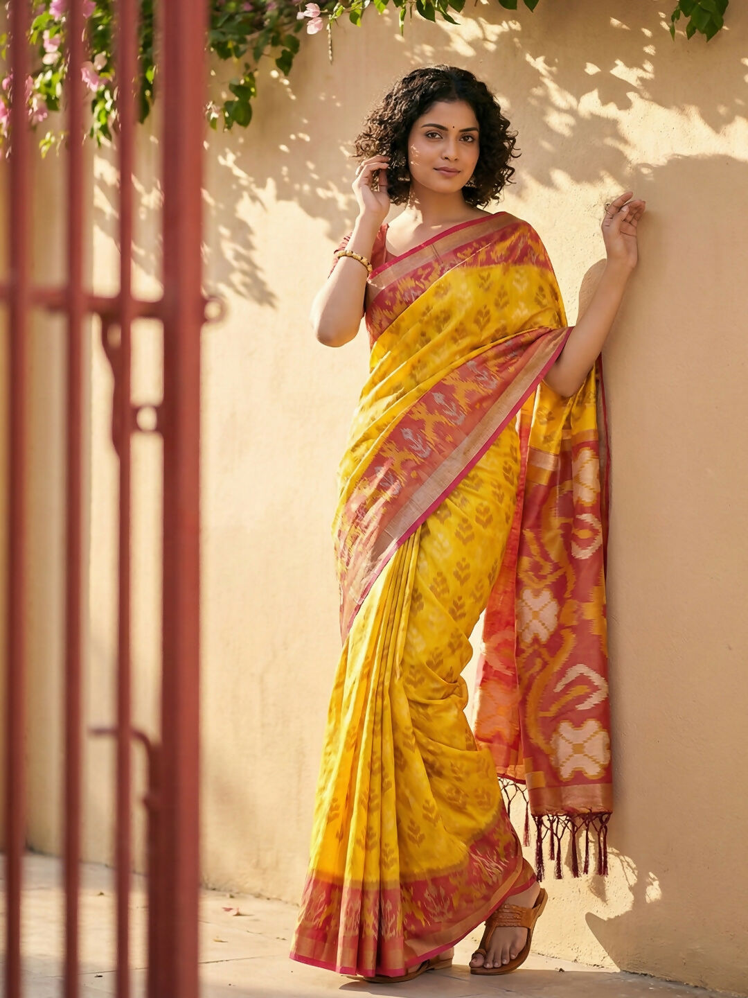 Shree Shyam Fashion Yellow Pochampally Silk Saree