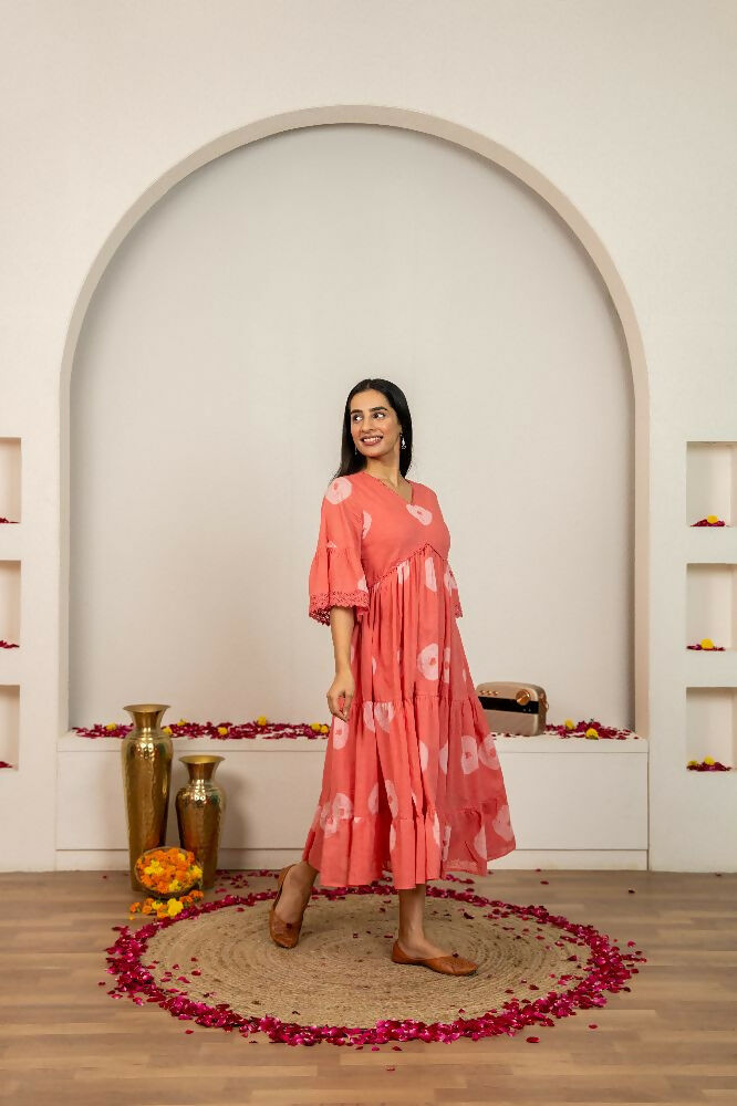 Joban Fashion Pink Tie & Dye Cotton Dress