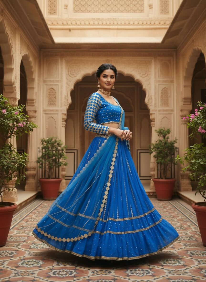 Lehenga Mart Designer Indian Wedding Lehenga Choli-Blue