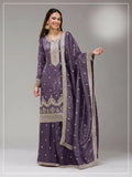 Anaita Dark Lavender Gold Crush Stitched Suit with Embroidery & Sequins