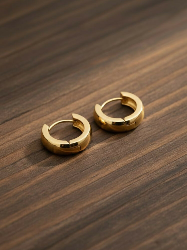 NVR Men's Gold Plated Hoop Earrings