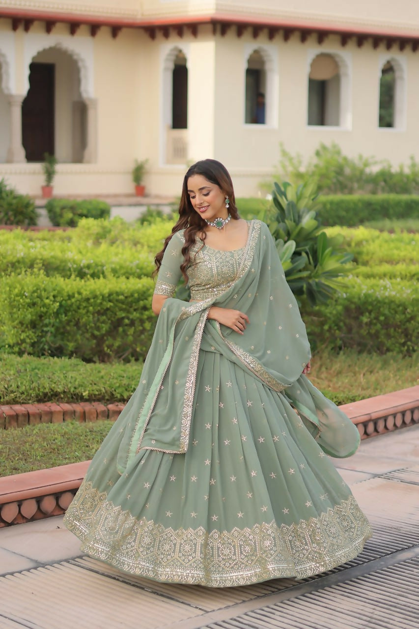 Lehenga Mart Designer Indian Wedding Lehenga Choli-Sea Green