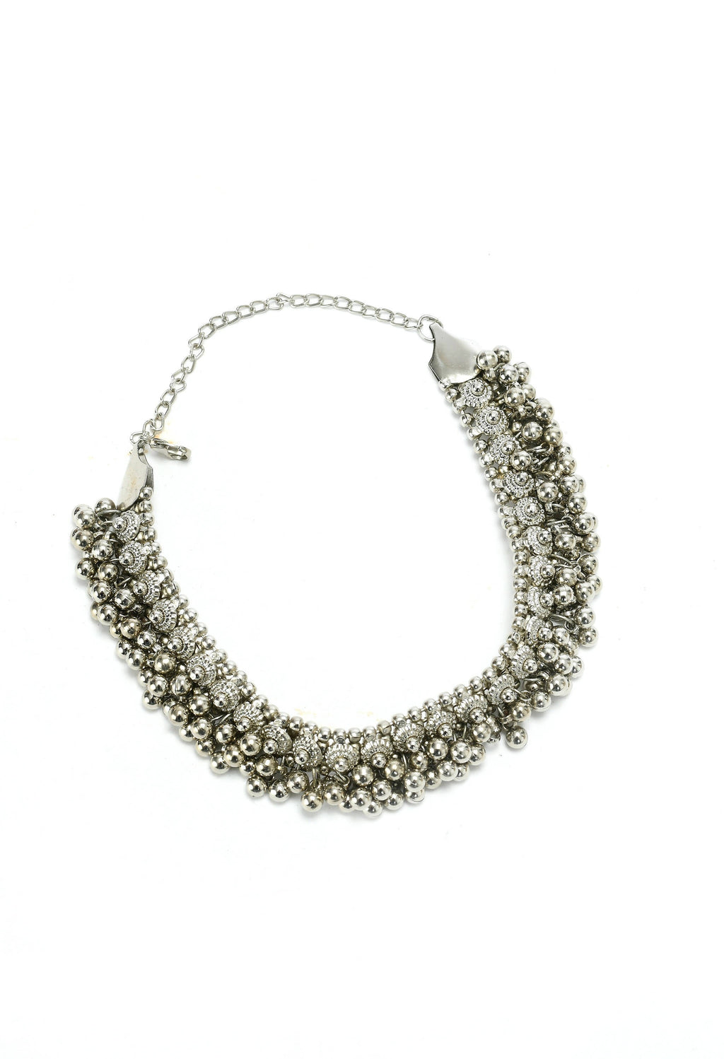 Mominos Fashion Johar Kamal Silver-Plated Brass Finish Ghungroo Work Choker For Women