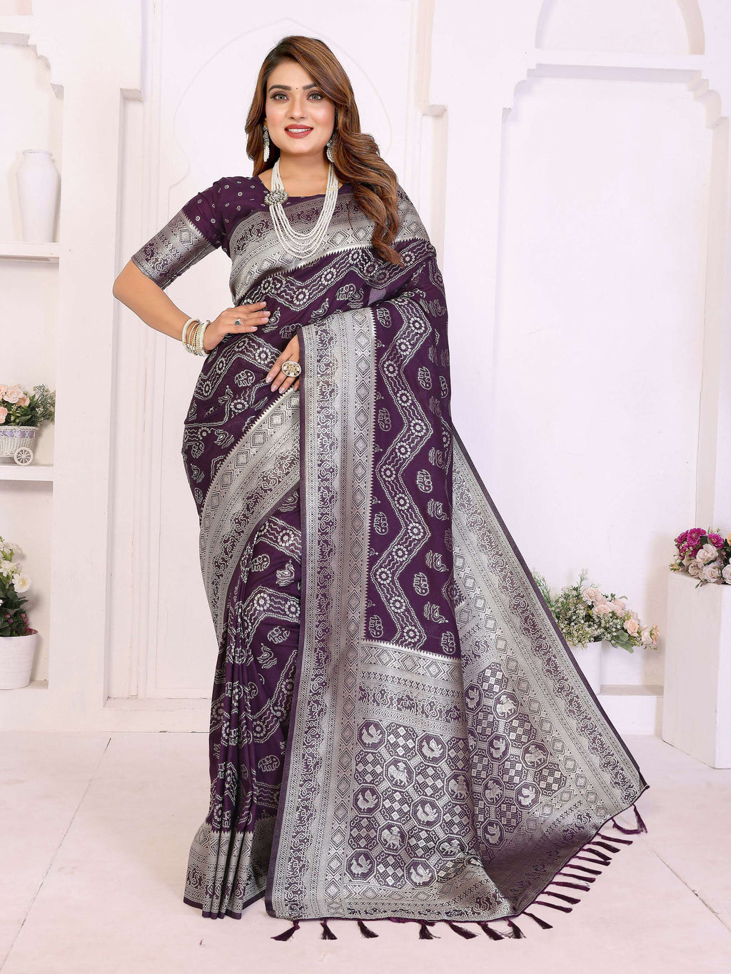 Aastha Fashion Wine Georgette Silk Leheriya With Elegant Zari Weaving Saree