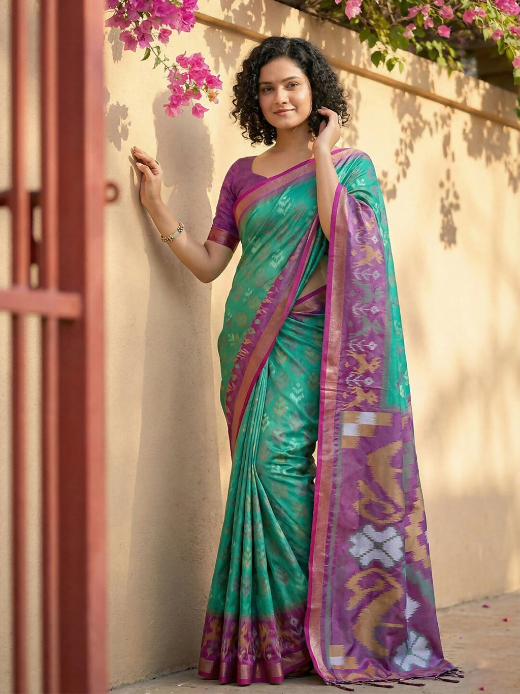 Shree Shyam Fashion Rama Green Pochampally Silk Saree
