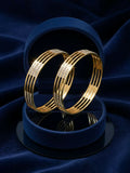 NVR Women Set of 2 Gold Plated CZ Stone Kada Bangle