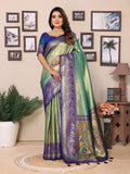 Aastha Fashion Green Tissue Silk Weaving Saree