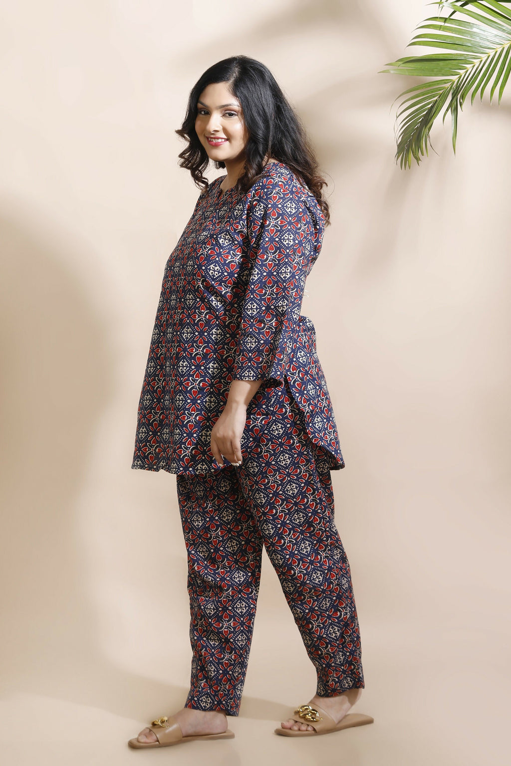 Breathables Geometric Cotton Co-Ord Set – Blue