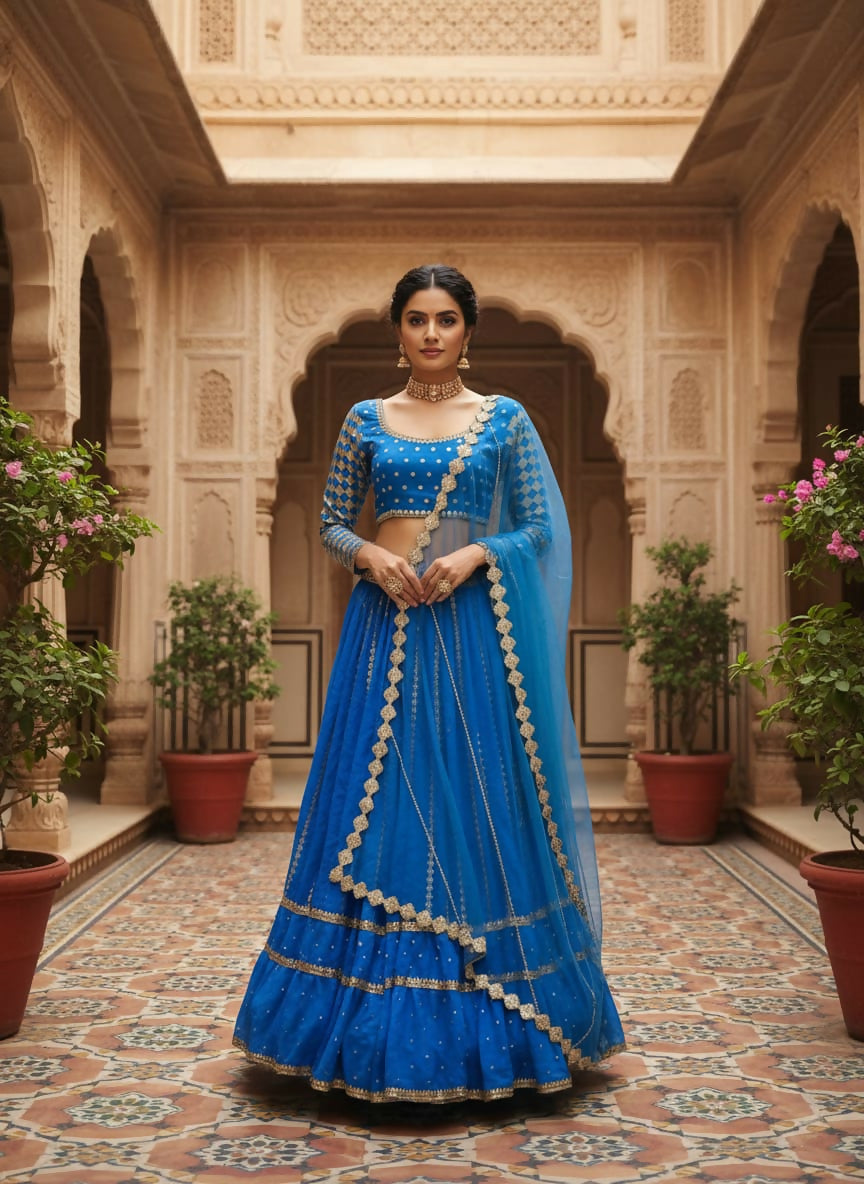 Lehenga Mart Designer Indian Wedding Lehenga Choli-Blue