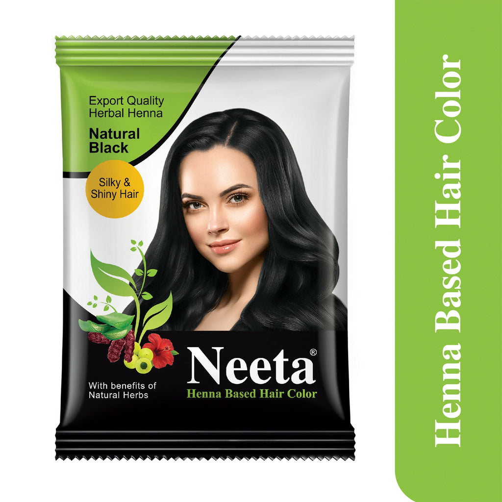 Neeta Hair Color Powder Natural Henna Based Hair Color (Pack of 10) Natural Black
