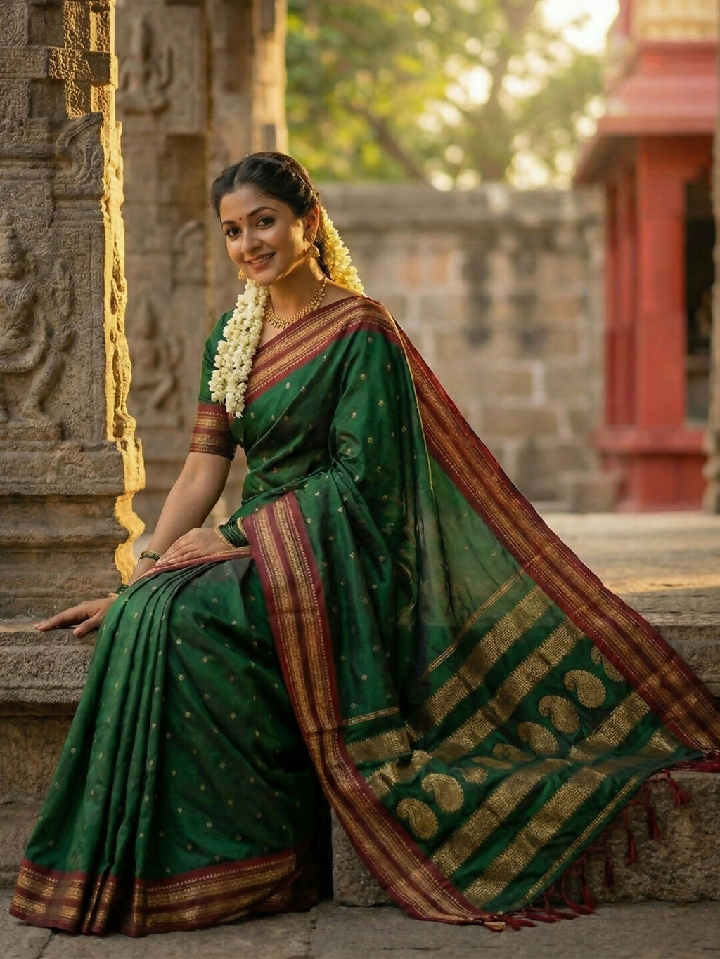 Shree Shyam Fashion Green Soft Silk Saree