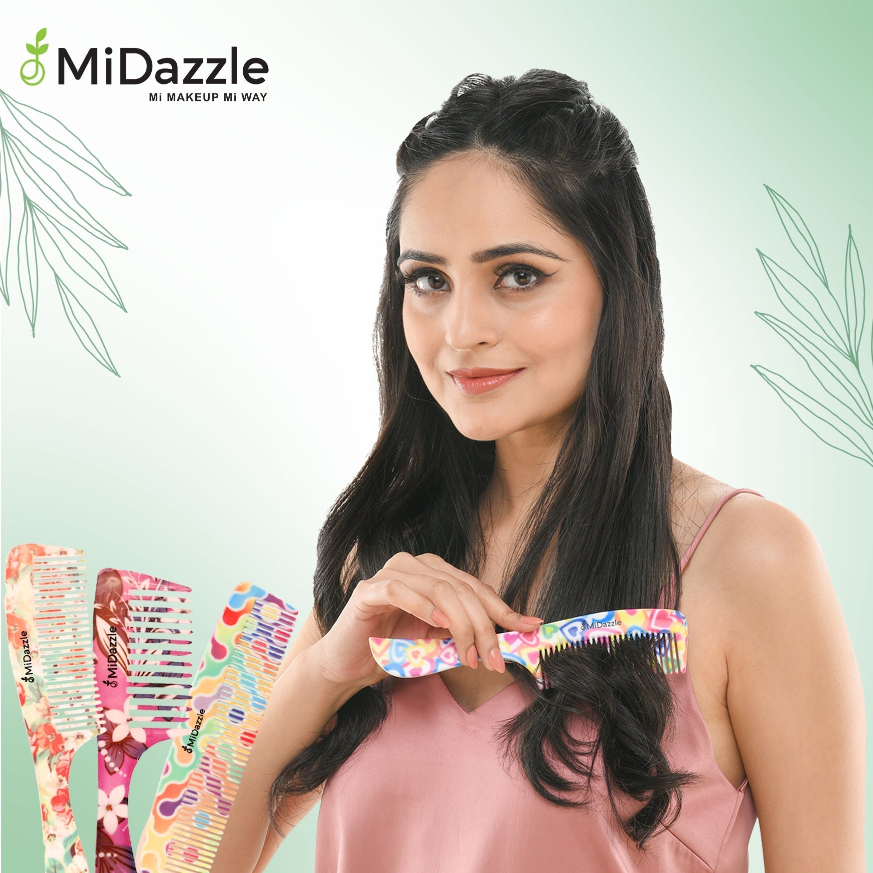 MiDazzle 360 Floral Dual Teeth Comb - Large